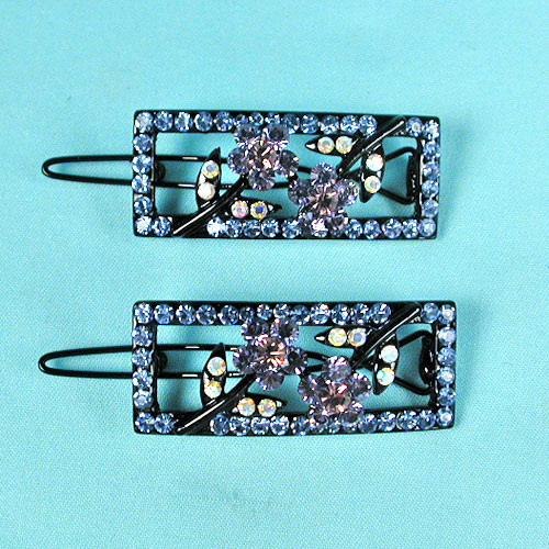 Set of 2 Crystal Rhinestone Barrettes, a fashion accessorie - Evening Elegance