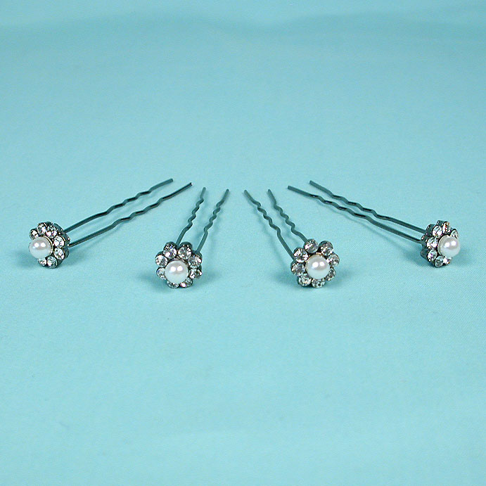 Hair Pins with Pearl and Rhinestones, a fashion accessorie - Evening Elegance