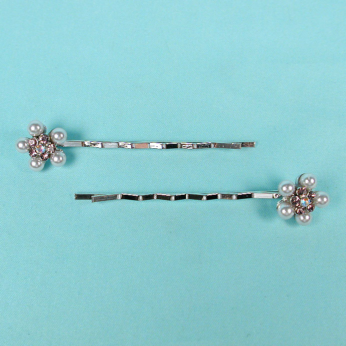 Bobby Pins Trimmed with Pearls and Rhinestones, a fashion accessorie - Evening Elegance