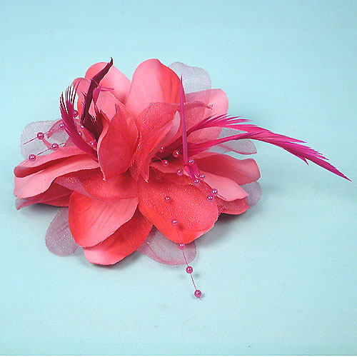 Flower Feather Beaded Clip and Pin Hair Accessory, a fashion accessorie - Evening Elegance