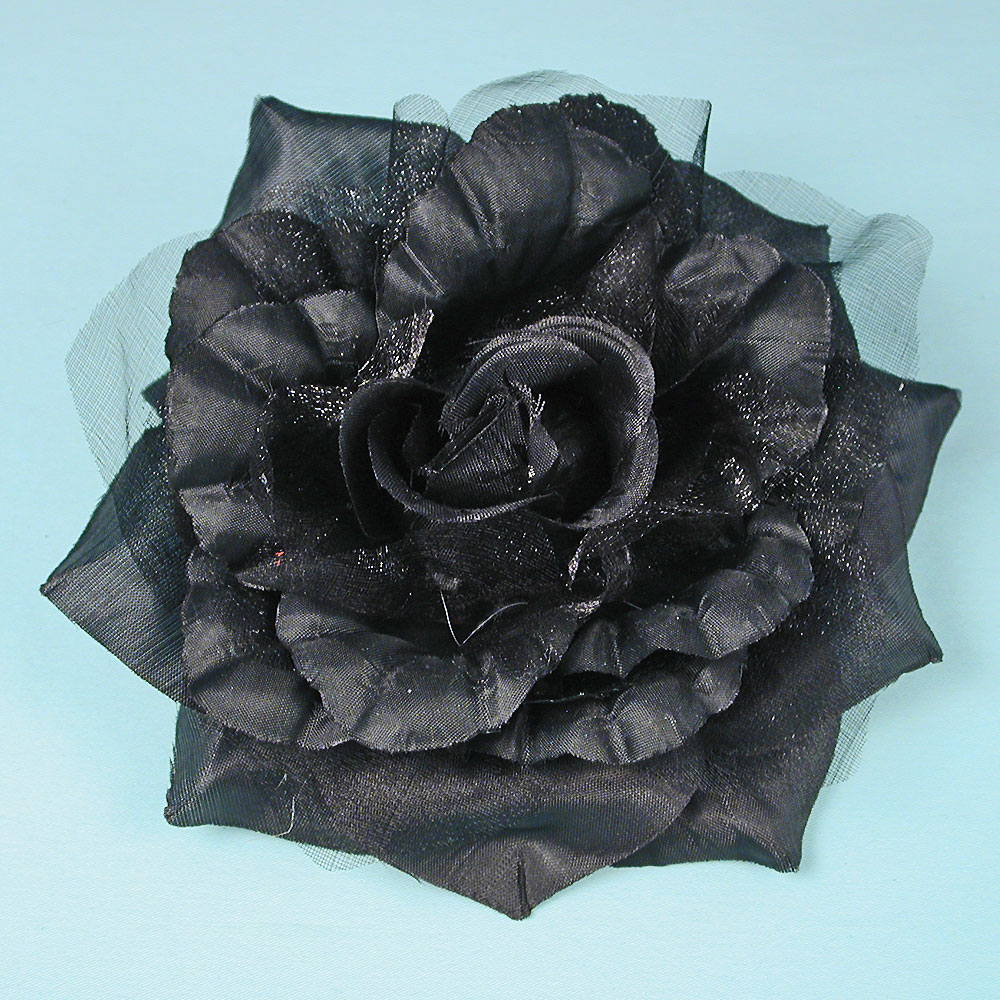 Fabric and Sparkle Gauze Flower Hair Clips, a fashion accessorie - Evening Elegance