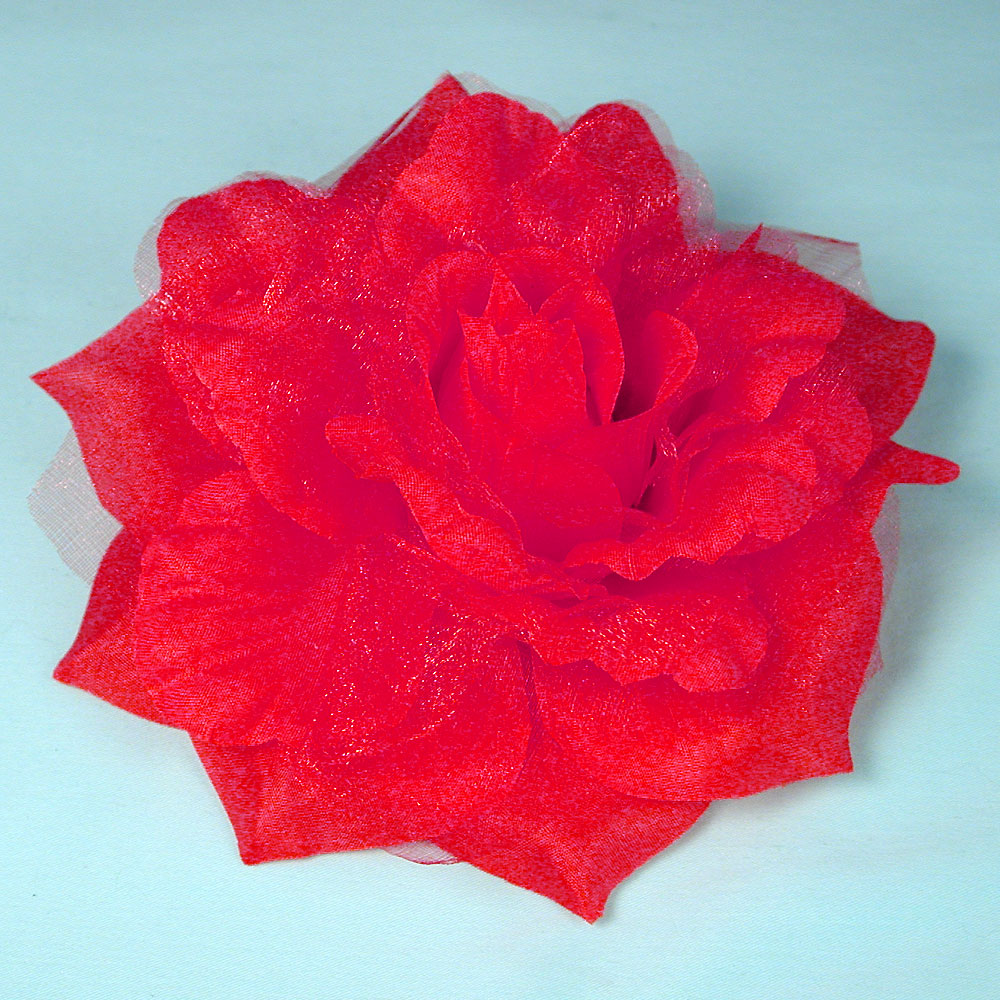 Fabric and Sparkle Gauze Flower Hair Clips, a fashion accessorie - Evening Elegance