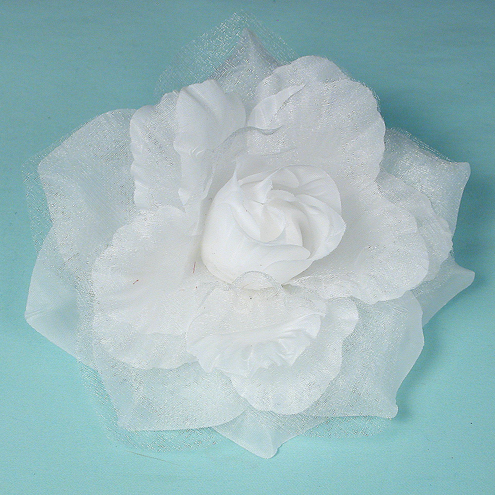 Fabric and Sparkle Gauze Flower Hair Clips, a fashion accessorie - Evening Elegance
