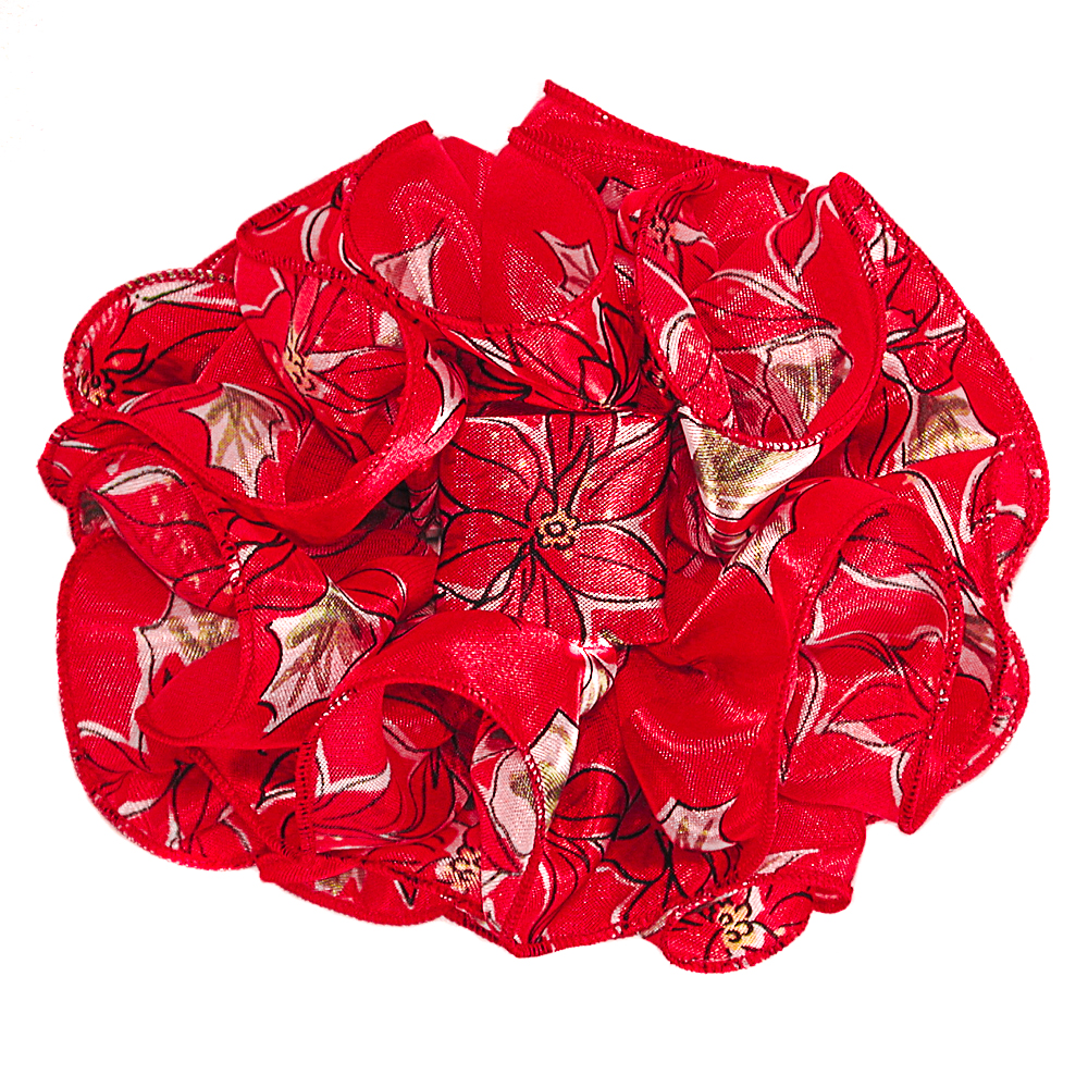Poinsettia Christmas Satin Chiffon Jaw Clip Claw Hair Bows, a fashion accessorie - Evening Elegance