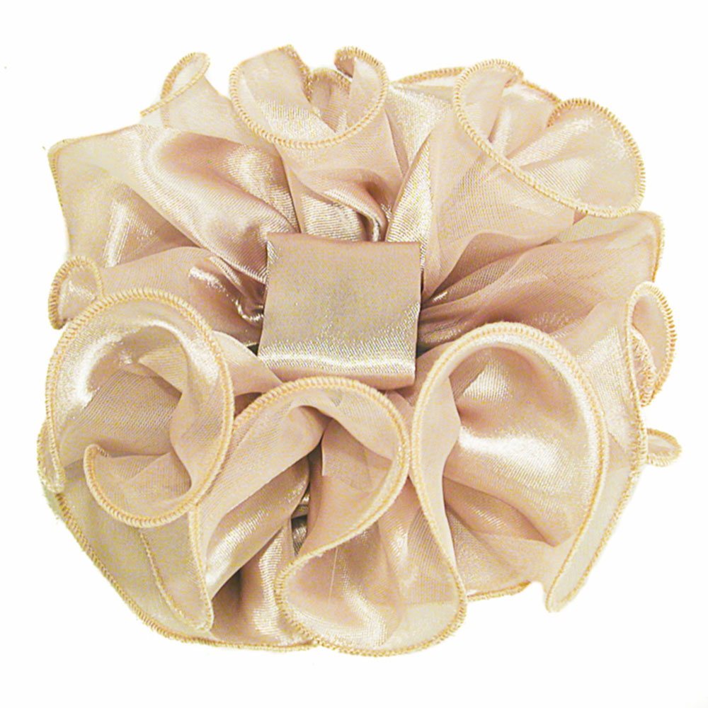 Satin/Chiffon Large Ruffled Hair Bow on Salon  Claw Jaw Clips, a fashion accessorie - Evening Elegance