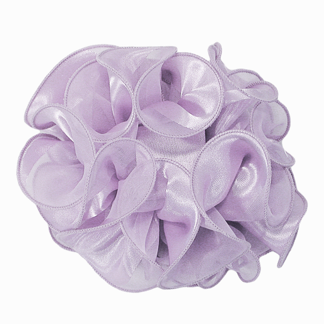 Satin/Chiffon Large Ruffled Hair Bow on Salon  Claw Jaw Clips, a fashion accessorie - Evening Elegance