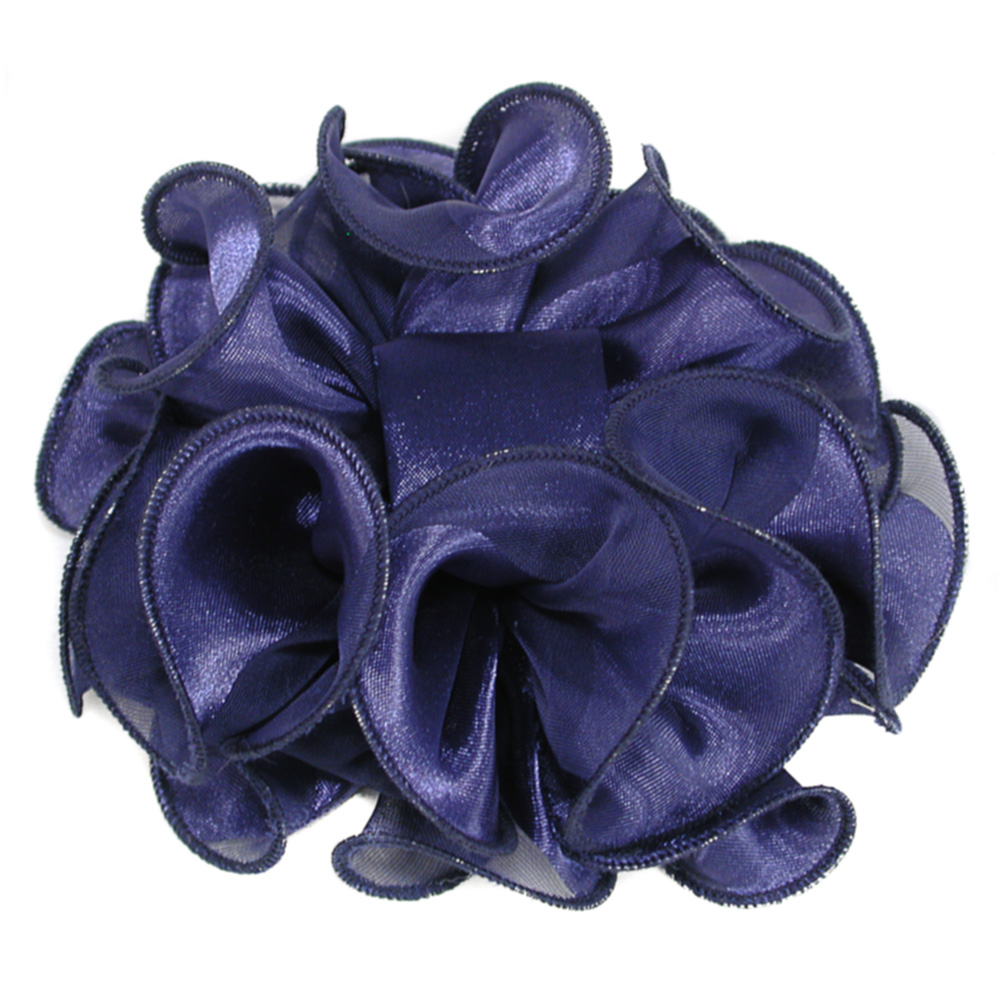 Satin/Chiffon Large Ruffled Hair Bow on Salon  Claw Jaw Clips, a fashion accessorie - Evening Elegance