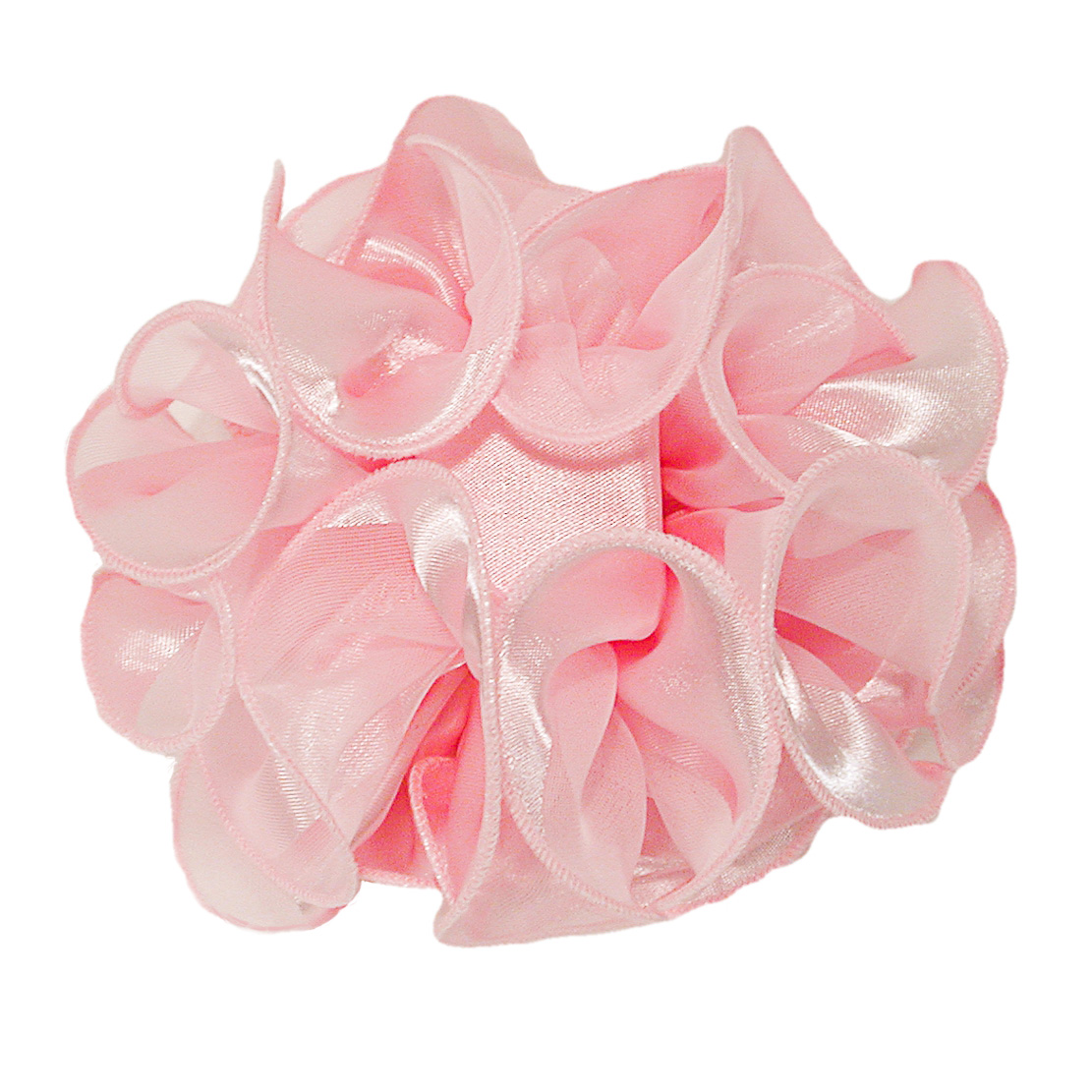 Satin/Chiffon Large Ruffled Hair Bow on Salon  Claw Jaw Clips, a fashion accessorie - Evening Elegance