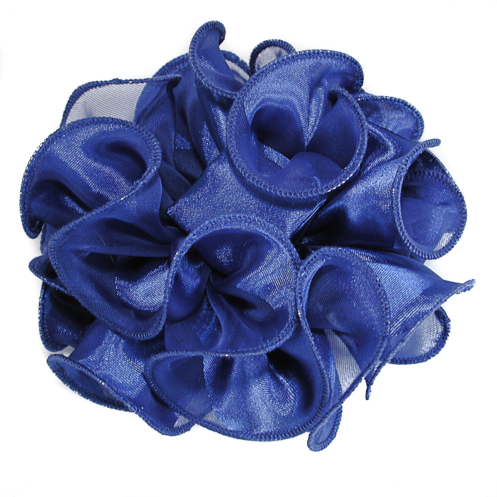 Satin/Chiffon Large Ruffled Hair Bow on Salon  Claw Jaw Clips, a fashion accessorie - Evening Elegance