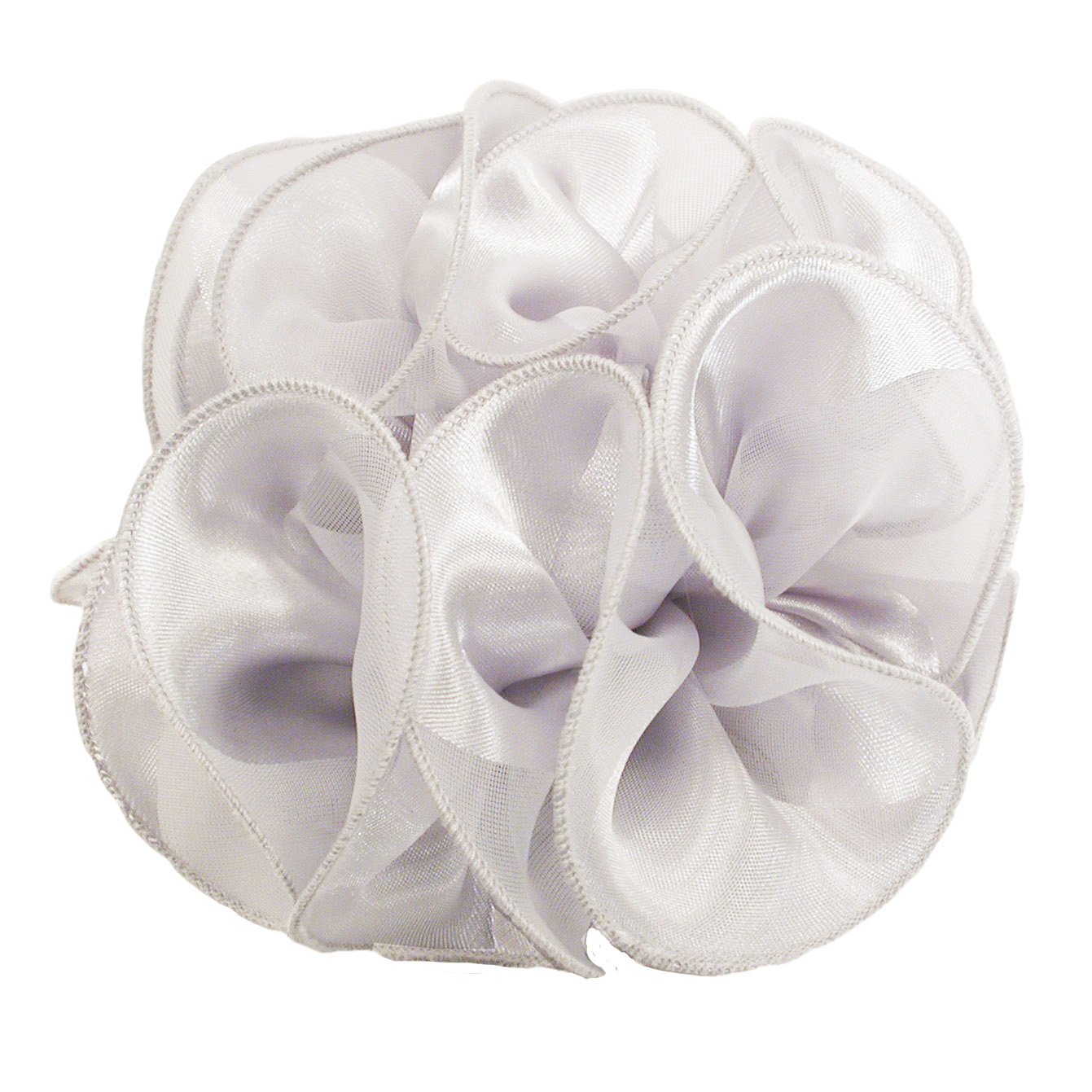 Satin/Chiffon Large Ruffled Hair Bow on Salon  Claw Jaw Clips, a fashion accessorie - Evening Elegance