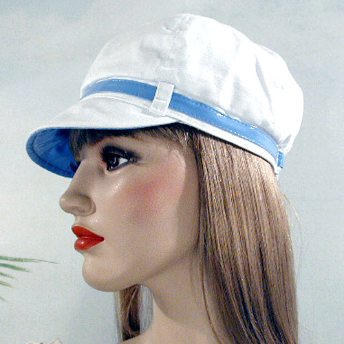 White Cap with Colored Bank, a fashion accessorie - Evening Elegance