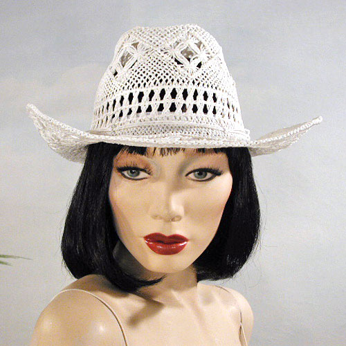 Open weave cowboy hat., a fashion accessorie - Evening Elegance