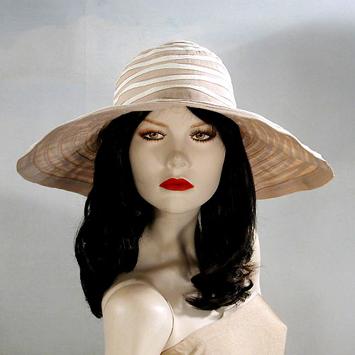 Fabric Striped Sun Hat with Shaping Wire, a fashion accessorie - Evening Elegance