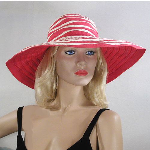 Fabric Striped Sun Hat with Shaping Wire, a fashion accessorie - Evening Elegance