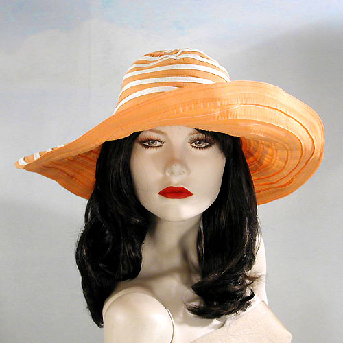 Fabric Striped Sun Hat with Shaping Wire, a fashion accessorie - Evening Elegance