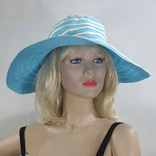 Fabric Striped Sun Hat with Shaping Wire, a fashion accessorie - Evening Elegance