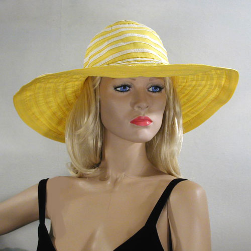 Fabric Striped Sun Hat with Shaping Wire, a fashion accessorie - Evening Elegance