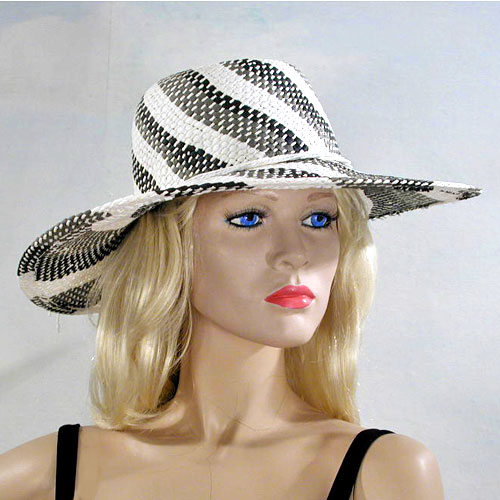 Stripped Sun Hat in a Swirled Design, a fashion accessorie - Evening Elegance