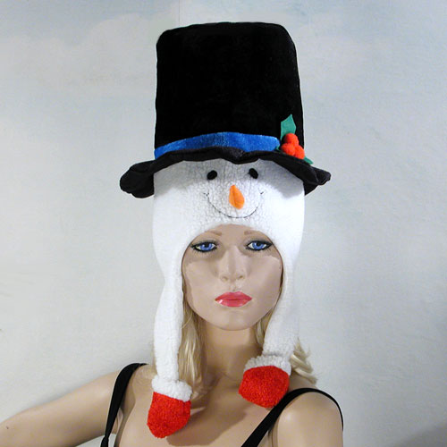 Snow Man Hat with Black Top Hat, a fashion accessorie - Evening Elegance