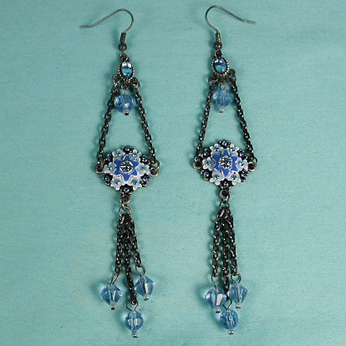 Antique look very long dangle earings, a fashion accessorie - Evening Elegance