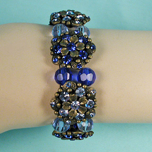 Light and Dark Rhinestones and Beads Bracelet, a fashion accessorie - Evening Elegance