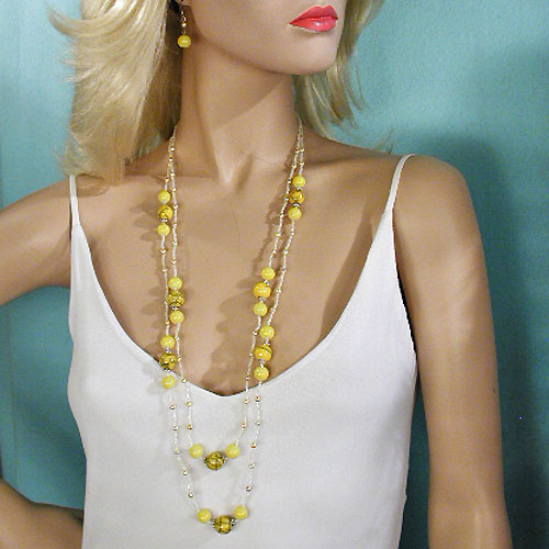 Long Beads in Several Colors and Textures, a fashion accessorie - Evening Elegance