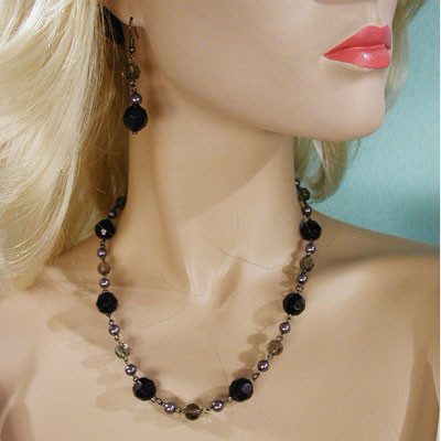 Beaded Necklace and Earrings Set, a fashion accessorie - Evening Elegance