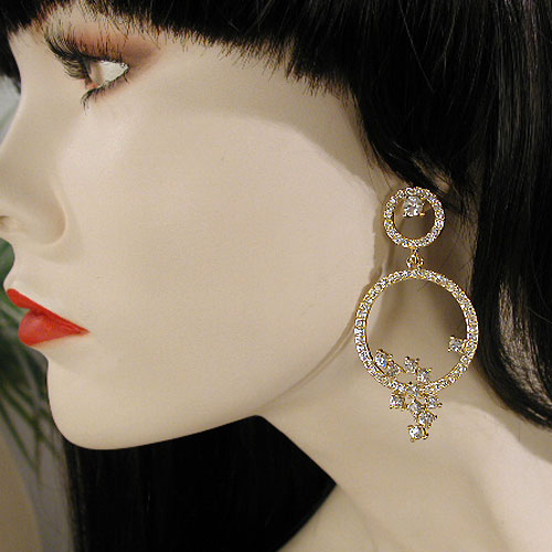 Rhinestone Hoop Earrings with Waterfall Design, a fashion accessorie - Evening Elegance