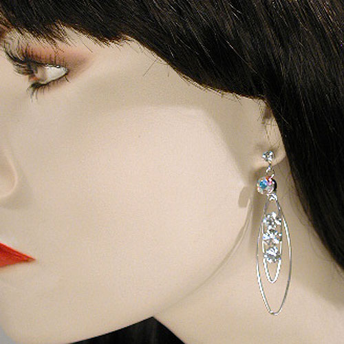 Metal and Rhinestone Hoop Earrings, a fashion accessorie - Evening Elegance