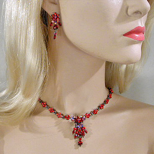 Rhinestone Necklace and Earring Set, a fashion accessorie - Evening Elegance