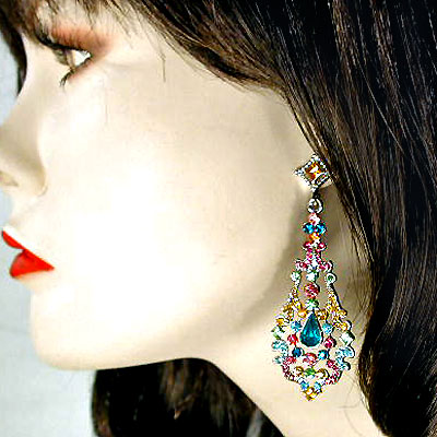 Large Multicolored Earrings, a fashion accessorie - Evening Elegance