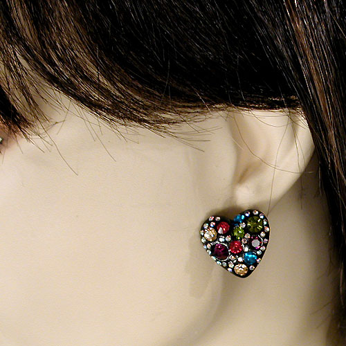Multicolored Heart Earrings, a fashion accessorie - Evening Elegance