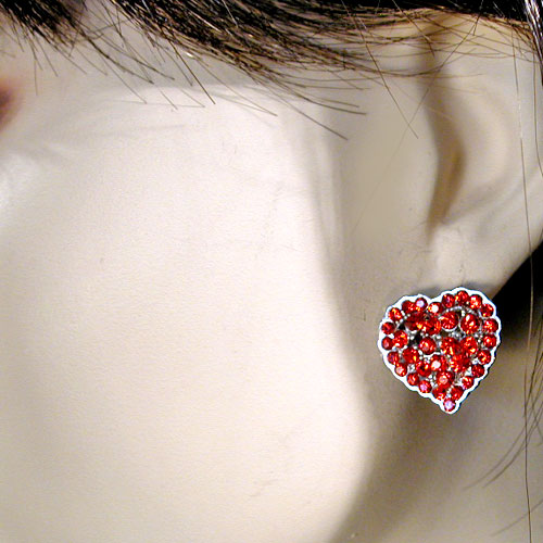 Crystal Rhinestone Heart Earrings, a fashion accessorie - Evening Elegance