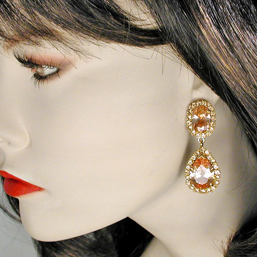 Large Crystal Rhinestone Drop Clip Earrings, a fashion accessorie - Evening Elegance