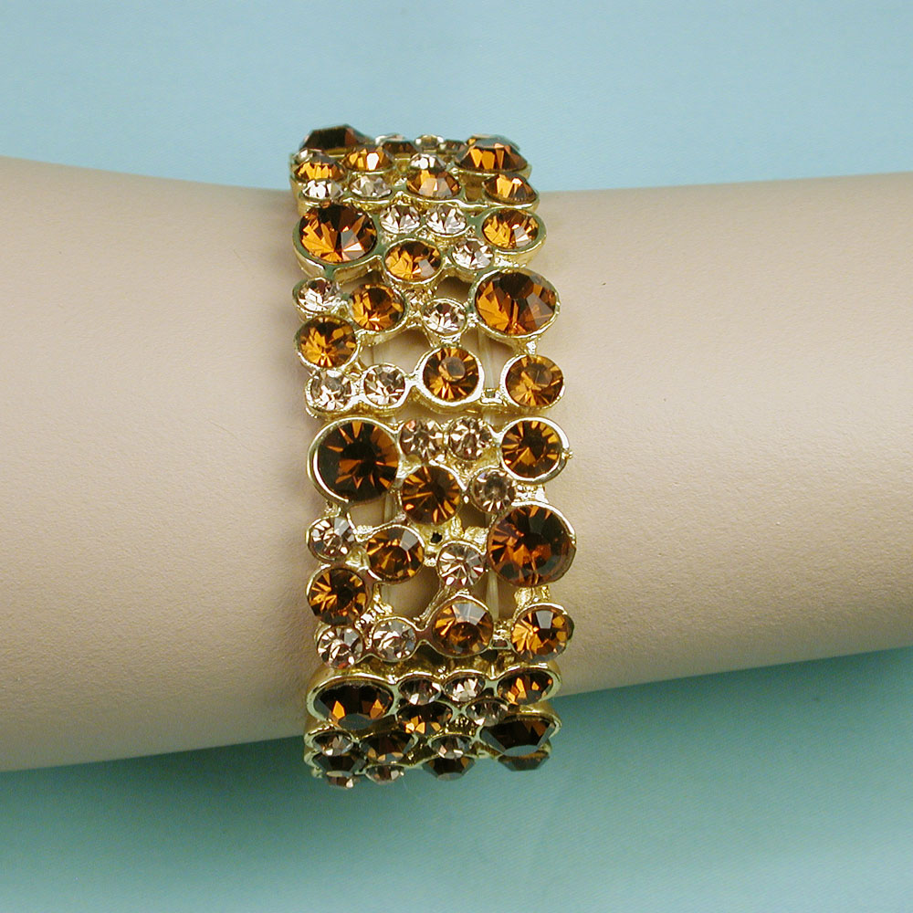 Wide Crystal Rhinestone Bracelet, a fashion accessorie - Evening Elegance