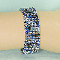 Wide Crystal Rhinestone Bracelet in Diagonal Style