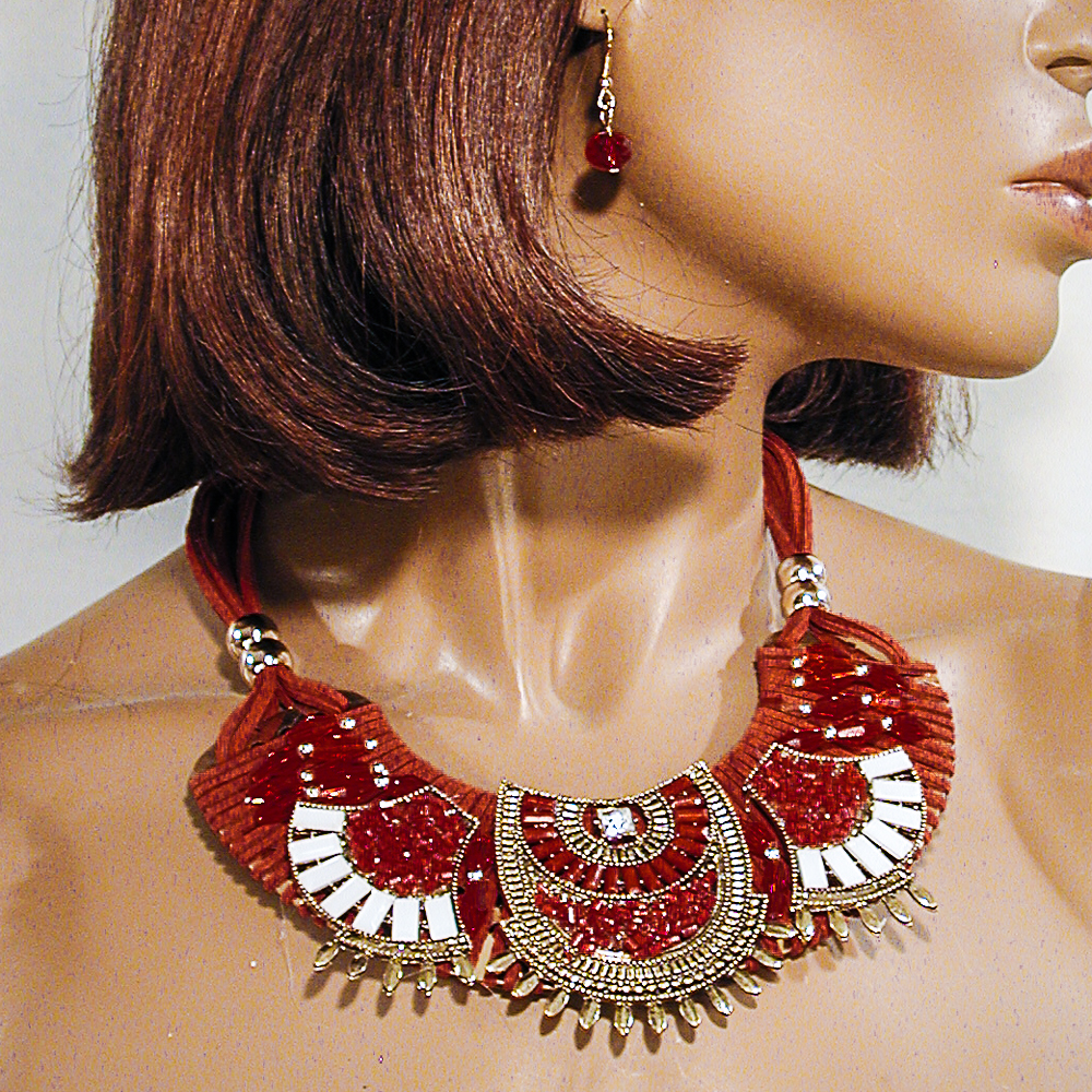 Large Bib Tribal Necklace, a fashion accessorie - Evening Elegance
