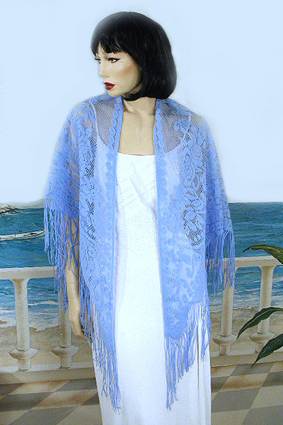 Lace Shawl Wrap with a Raised Flower Design, a fashion accessorie - Evening Elegance