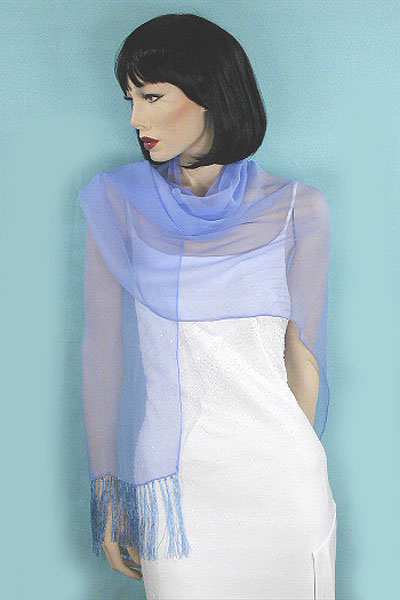 Long Silk Chiffon Scarf or Shawl with Fringed Edge, a fashion accessorie - Evening Elegance