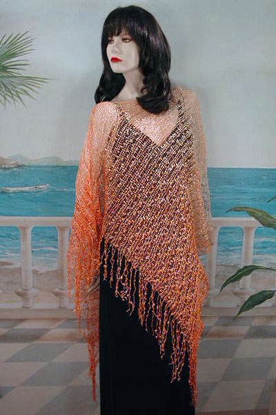 Asymmetrical Poncho with Metallic Threads, a fashion accessorie - Evening Elegance