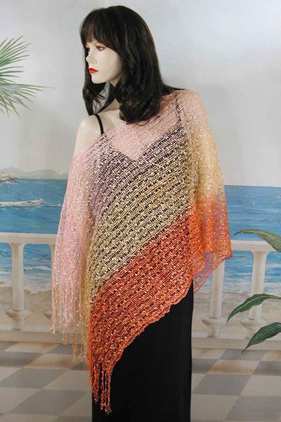 Asymmetrical Poncho with Metallic Threads, a fashion accessorie - Evening Elegance