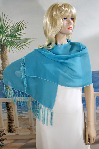 Fringed Scarf or Light Shawl Oblong Shawl, a fashion accessorie - Evening Elegance