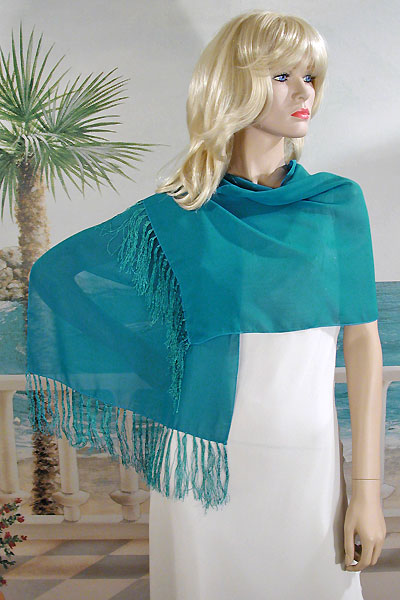 Fringed Scarf or Light Shawl Oblong Shawl, a fashion accessorie - Evening Elegance