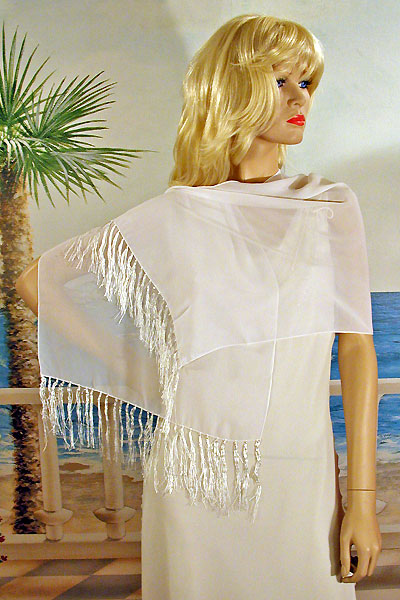 Fringed Scarf or Light Shawl Oblong Shawl, a fashion accessorie - Evening Elegance