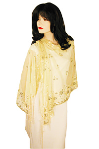 Sheer sequined Embroidered Oblong Shawl Wrap, a fashion accessorie - Evening Elegance