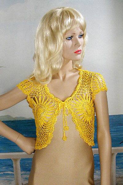 Crocheted Bolero Shrug for Casual and Dressy Wear, a fashion accessorie - Evening Elegance