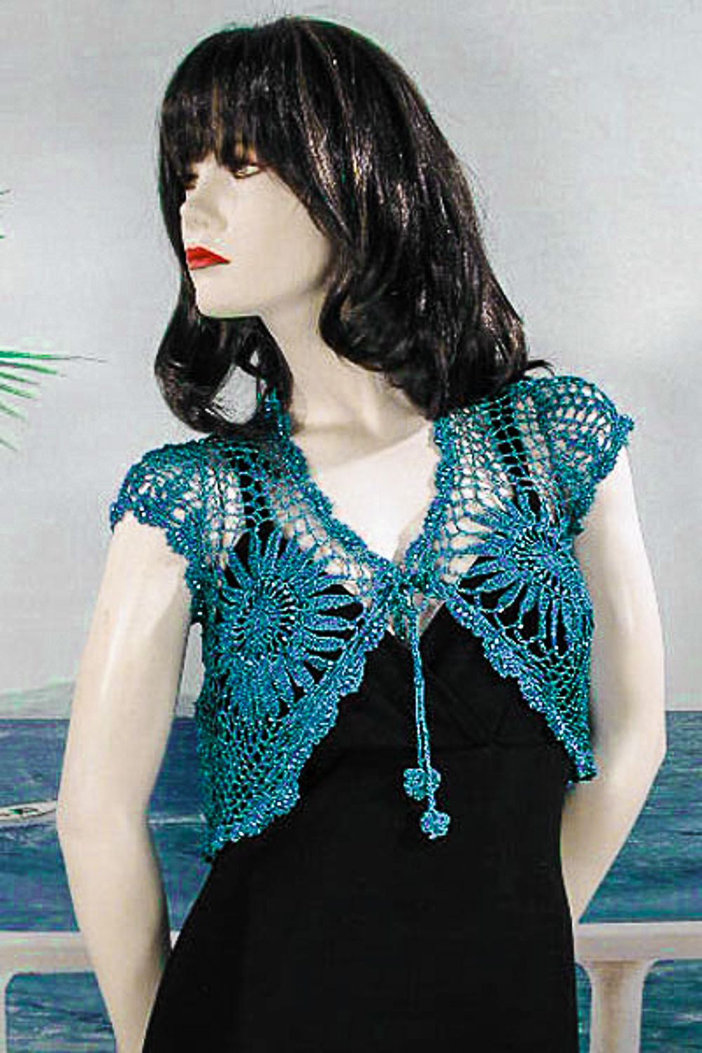 Crocheted Bolero Shrug for Casual and Dressy Wear, a fashion accessorie - Evening Elegance