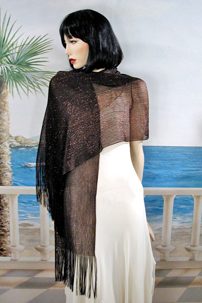 Stretchy Shawl with Metallic Threads, a fashion accessorie - Evening Elegance