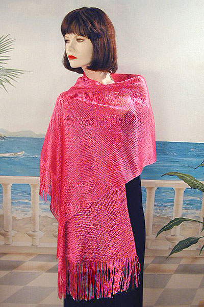 Stretchy Shawl with Metallic Threads, a fashion accessorie - Evening Elegance