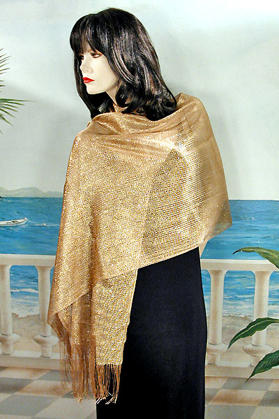 Stretchy Shawl with Metallic Threads, a fashion accessorie - Evening Elegance